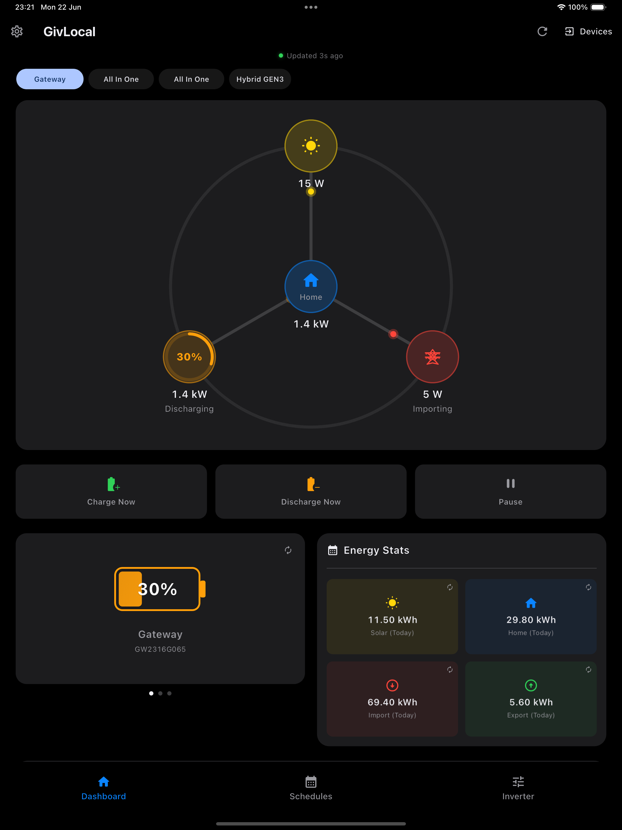 Dashboard power flow on iPad